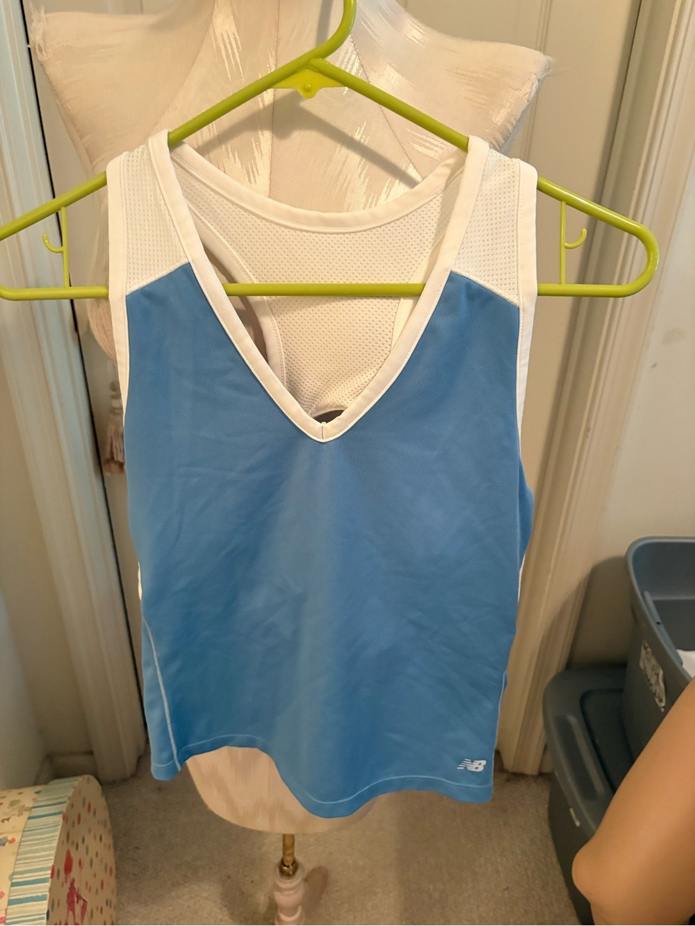 New Balance Women's Blue Athletic Mesh-Back Tank with White Trim size M